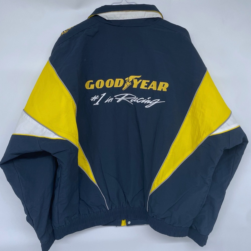 Vintage 90s Goodyear #1 in Racing Jacket Mens XL Navy Yellow White NASCAR - Picture 3 of 9